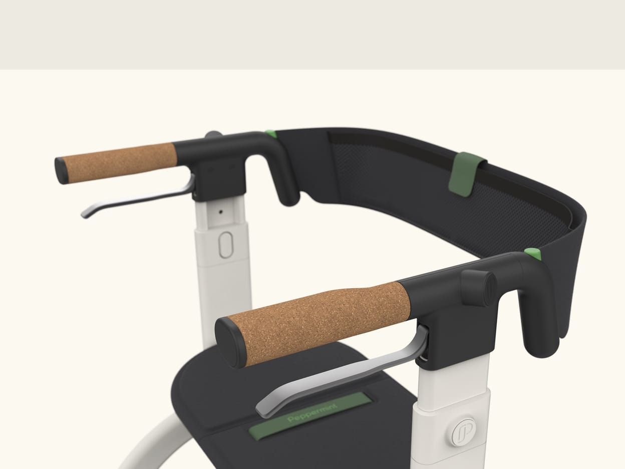 Detail of the Peppermint handles, grips and frame.