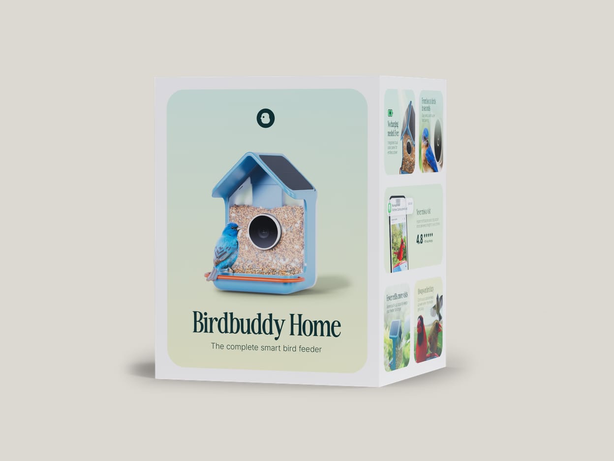 Bird Buddy Home retail packaging.